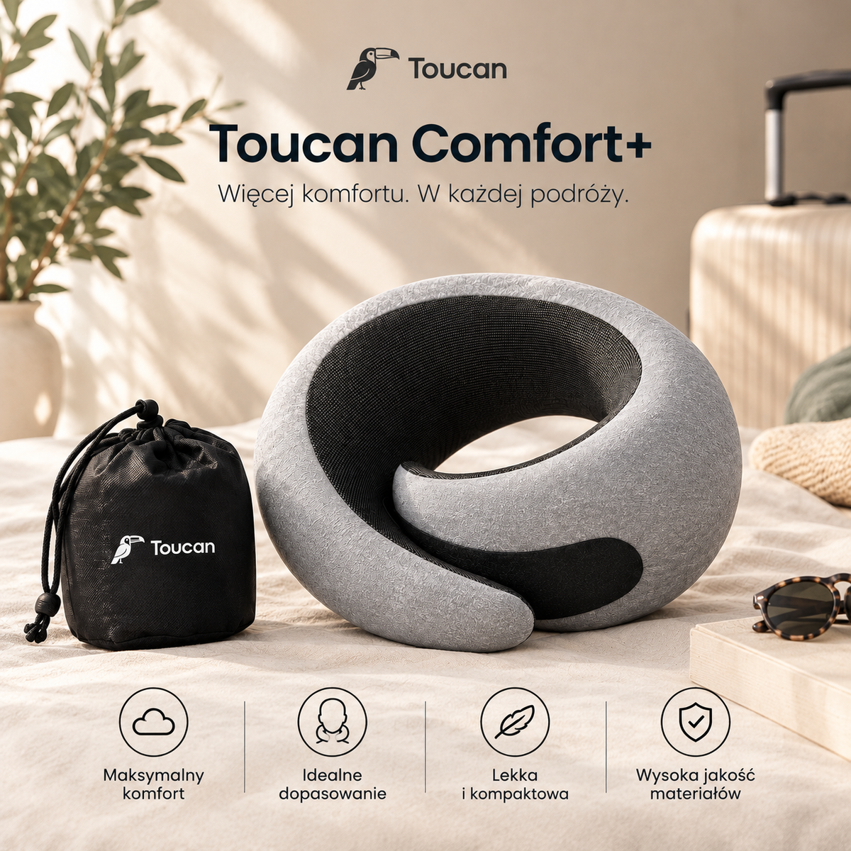 Toucan Comfort+ – profilowana poduszka podróżna